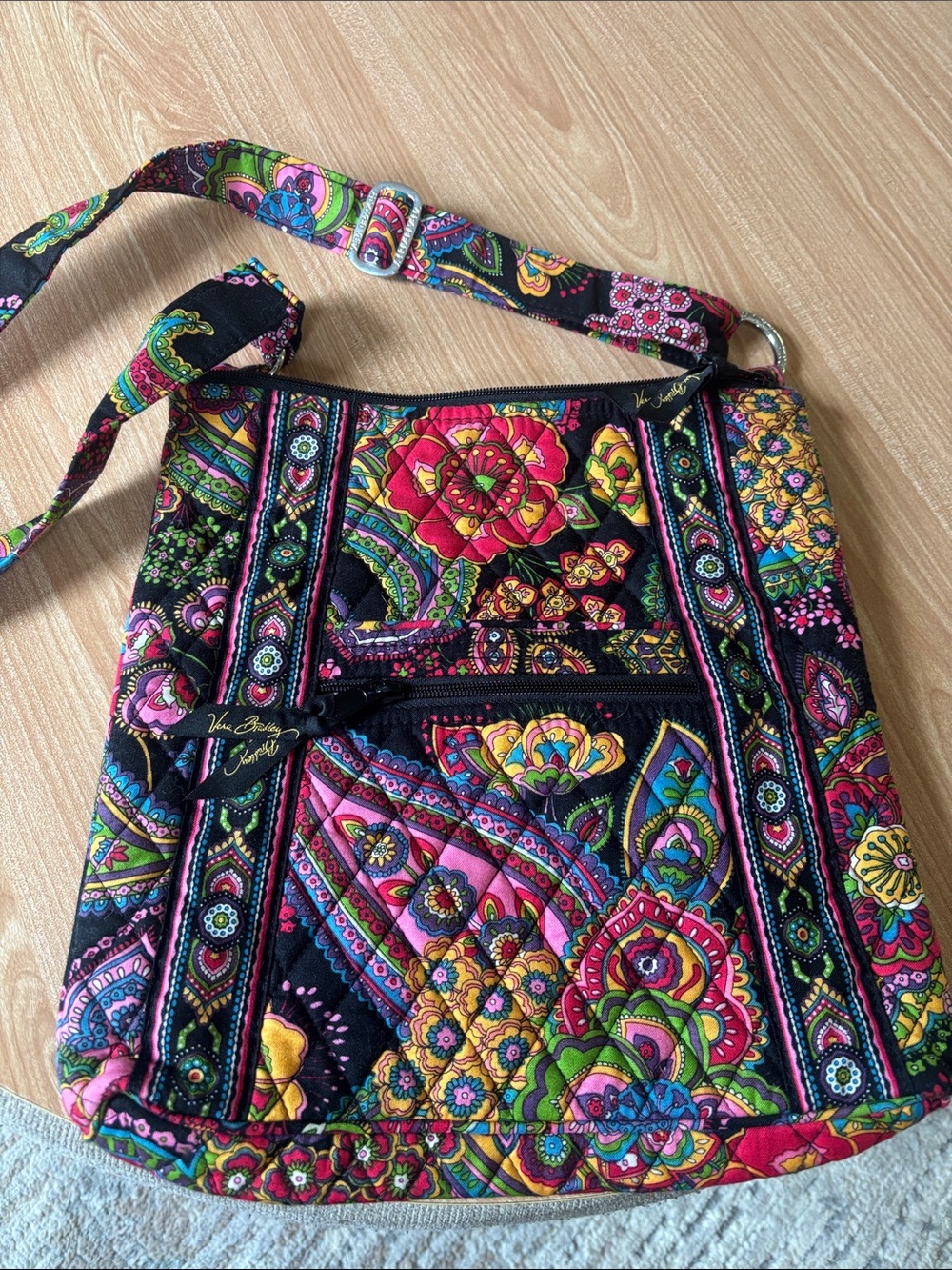 Vera Bradley Black Multicolor Paisley Floral Quilted Crossbody